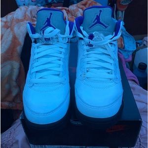 purple and white jordan 5
